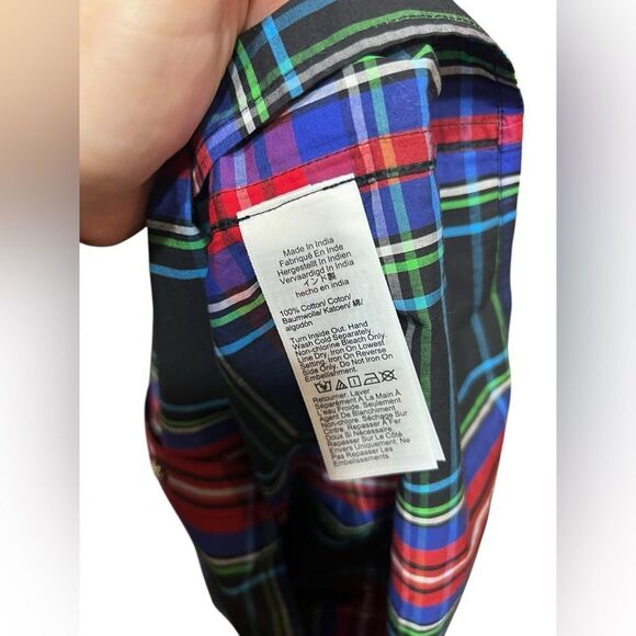 J.Crew Collection embellished cropped button-up shirt Stewart tartan cotton 8 - Picture 7 of 7